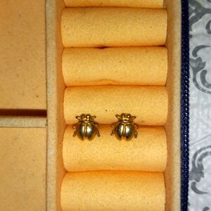 Gold Beetle Earring Studs
